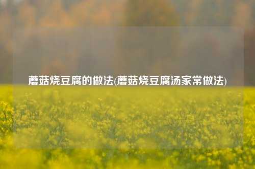 蘑菇烧豆腐的做法(蘑菇烧豆腐汤家常做法)